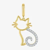 Charmed by Diamond Addiction 1/10 CT. T.W. Cat (G-H / Si2- I1) White 14K Gold Over Silver Charm
