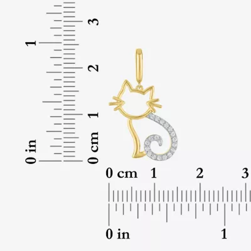 Charmed by Diamond Addiction 1/10 CT. T.W. Cat (G-H / Si2- I1) White 14K Gold Over Silver Charm