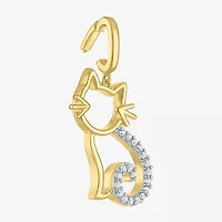 Charmed by Diamond Addiction 1/10 CT. T.W. Cat (G-H / Si2- I1) White 14K Gold Over Silver Charm