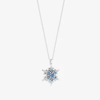 Enchanted Disney Fine Jewelry Womens 1/10 CT. T.W. Genuine Blue Topaz Sterling Silver Snowflake 18 Inch Pendant Necklace