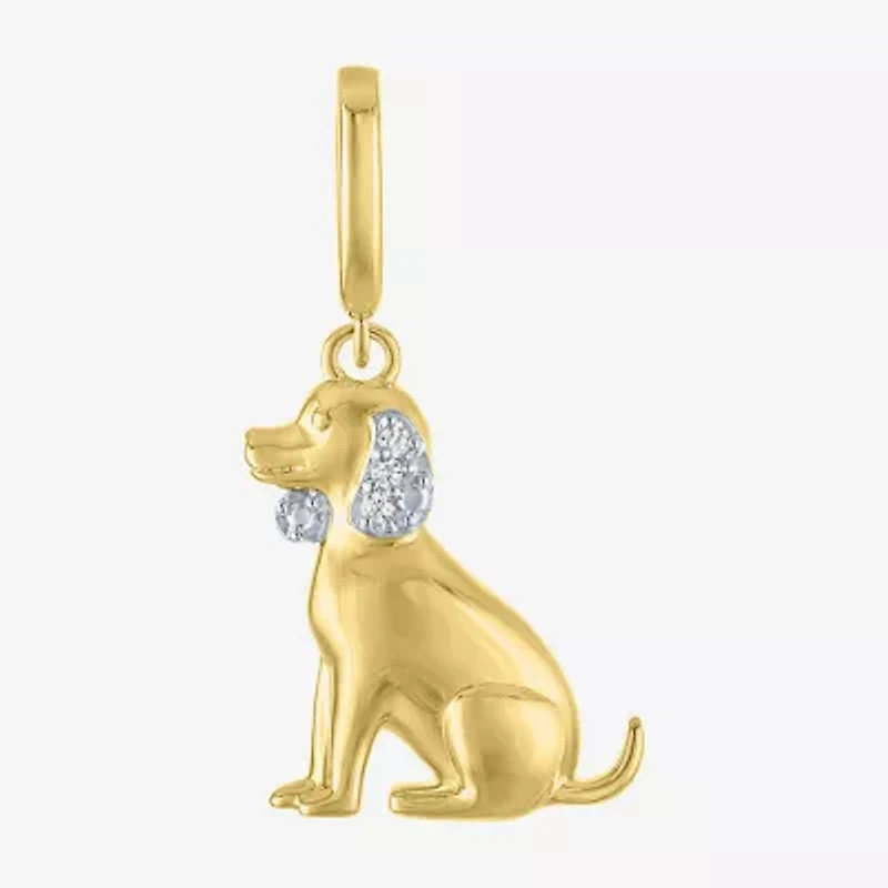 Charmed by Diamond Addiction Dog (G-H / Si2- I1) Womens Accent Lab Grown White 14K Gold Over Silver Pendant