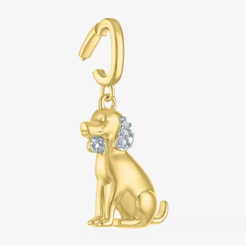 Charmed by Diamond Addiction Dog (G-H / Si2- I1) Womens Accent Lab Grown White 14K Gold Over Silver Pendant