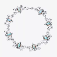 Womens 1/10 CT. T.W. Lab Created White Opal 14K Rose Gold Over Silver Sterling Silver Cinderella Princess 7.5 Inch Tennis Bracelet