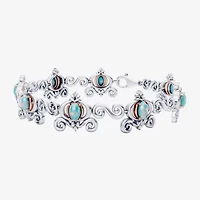 Womens 1/10 CT. T.W. Lab Created White Opal 14K Rose Gold Over Silver Sterling Silver Cinderella Princess 7.5 Inch Tennis Bracelet