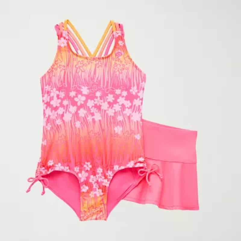ZeroXposur Big Kid Girls Floral Plus One Piece Swimsuit