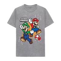 Little & Big Kid Boys Crew Neck Short Sleeve Regular Fit Super Mario Graphic T-Shirt