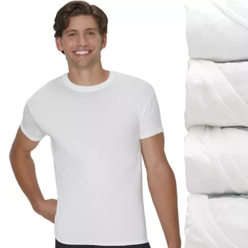 Hanes Mens 4 Pack Short Sleeve Crew Neck Moisture Wicking T-Shirt