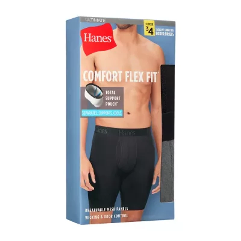 Hanes Mens 4 Pack Support Pouch Boxer Briefs Ufsll4
