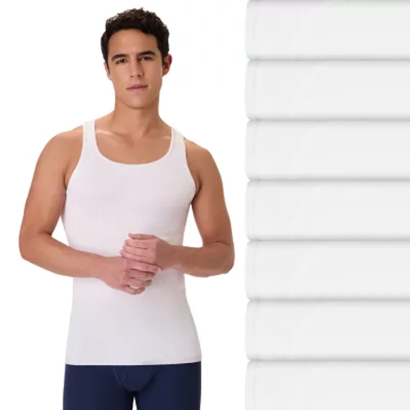 Hanes Mens U Neck Sleeveless 7 Pack Tank