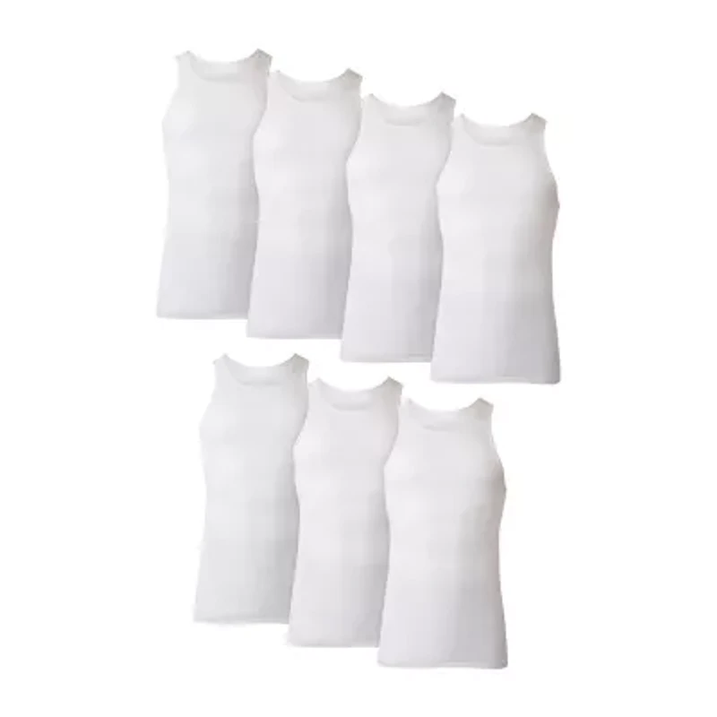 Hanes Mens U Neck Sleeveless 7 Pack Tank