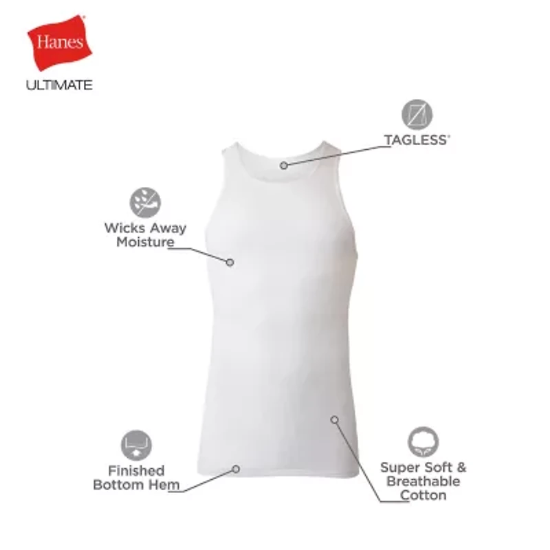 Hanes Mens U Neck Sleeveless 7 Pack Tank