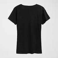 Leopard Print Bow Womens Plus Crew Neck Short Sleeve Regular Fit Minnie Mouse Graphic T-Shirt
