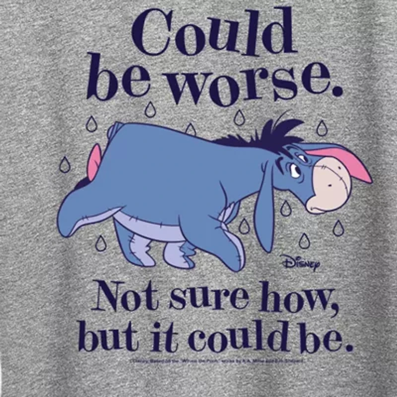 Could Be Worse Eeyore Womens Plus Crew Neck Short Sleeve Regular Fit Graphic T-Shirt