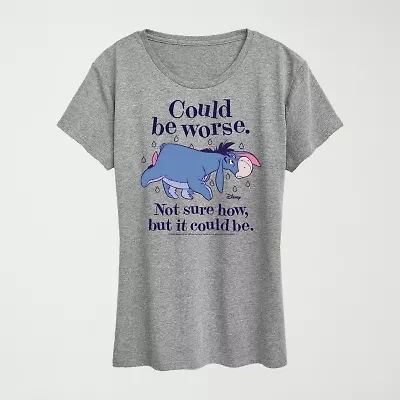 Could Be Worse Eeyore Womens Plus Crew Neck Short Sleeve Regular Fit Graphic T-Shirt