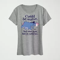 Could Be Worse Eeyore Womens Plus Crew Neck Short Sleeve Regular Fit Graphic T-Shirt