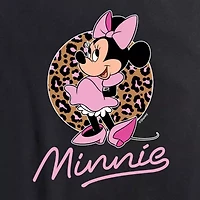 Leopard Print Womens Plus Crew Neck Short Sleeve Regular Fit Minnie Mouse Graphic T-Shirt