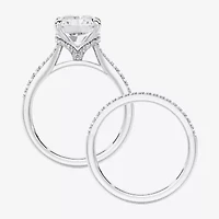 Signature By Modern Bride ( F / Vs2 ) Womens 5 1/2 CT. T.W. Lab Grown White Diamond 10K Gold Rectangular Side Stone Bridal Set