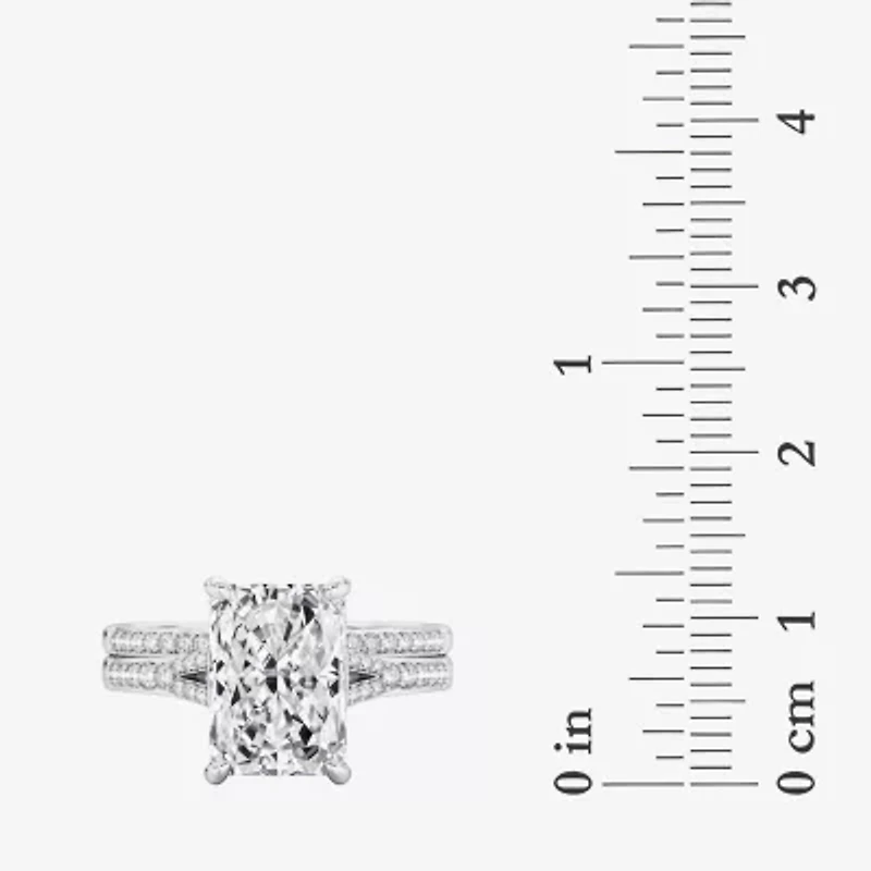 Signature By Modern Bride ( F / Vs2 ) Womens 5 1/2 CT. T.W. Lab Grown White Diamond 10K Gold Rectangular Side Stone Bridal Set