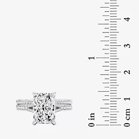 Signature By Modern Bride ( F / Vs2 ) Womens 5 1/2 CT. T.W. Lab Grown White Diamond 10K Gold Rectangular Side Stone Bridal Set