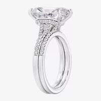 Signature By Modern Bride ( F / Vs2 ) Womens 5 1/2 CT. T.W. Lab Grown White Diamond 10K Gold Rectangular Side Stone Bridal Set
