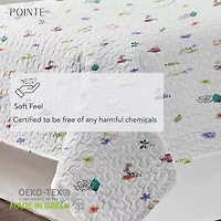 Pointehaven Percale Printed Scroll Design Reversible Quilt Set