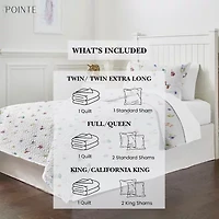Pointehaven Percale Printed Scroll Design Reversible Quilt Set