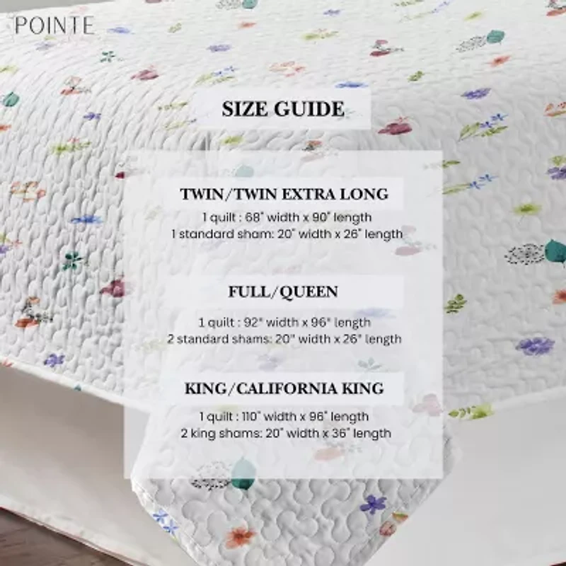 Pointehaven Percale Printed Scroll Design Reversible Quilt Set