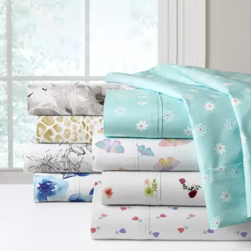 Pointehaven Percale Printed 3-pc. Reversible Duvet Cover Set