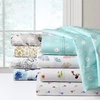 Pointehaven Percale Printed 3-pc. Reversible Duvet Cover Set
