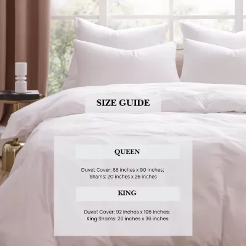 Pointehaven Percale Printed 3-pc. Reversible Duvet Cover Set