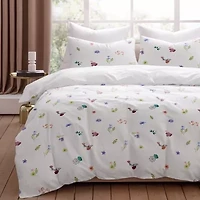 Pointehaven Percale Printed 3-pc. Reversible Duvet Cover Set