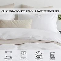 Pointehaven Percale Printed 3-pc. Reversible Duvet Cover Set