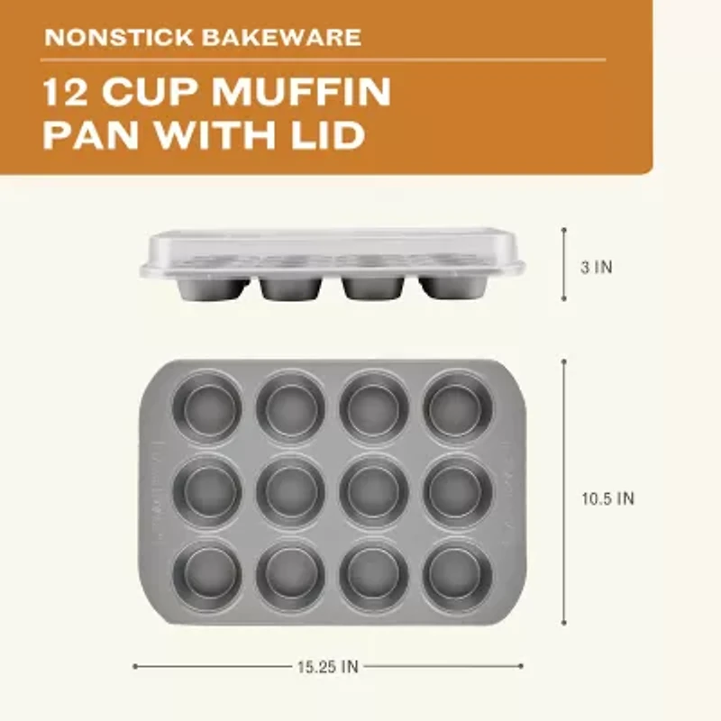 Farberware Bakeware Non-Stick 12-Cup Muffin Pan with Lid
