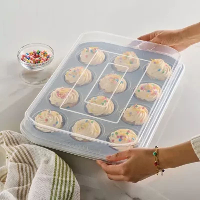 Farberware Bakeware Non-Stick 12-Cup Muffin Pan with Lid
