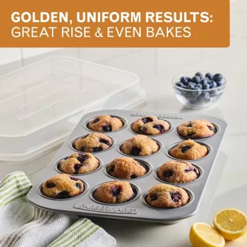 Farberware Bakeware Non-Stick 12-Cup Muffin Pan with Lid