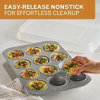 Farberware Bakeware Non-Stick 12-Cup Muffin Pan with Lid
