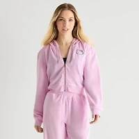 Hello Kitty Velour Full Zip Womens Juniors Long Sleeve Hoodie