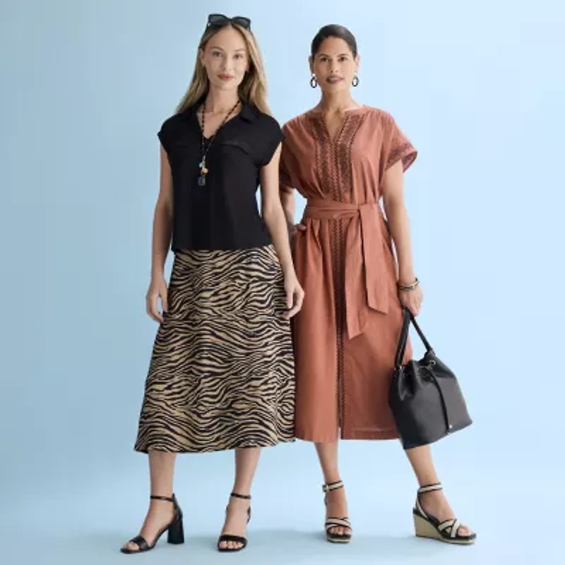 Liz Claiborne Womens Midi A-Line Skirt