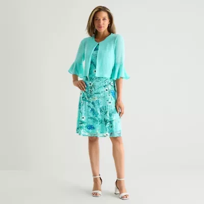 Perceptions Womens Floral Jacket Dress