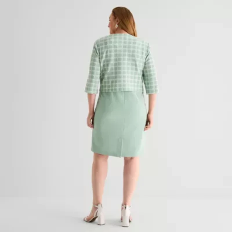 Maya Brooke Womens Plus Jacket Dress