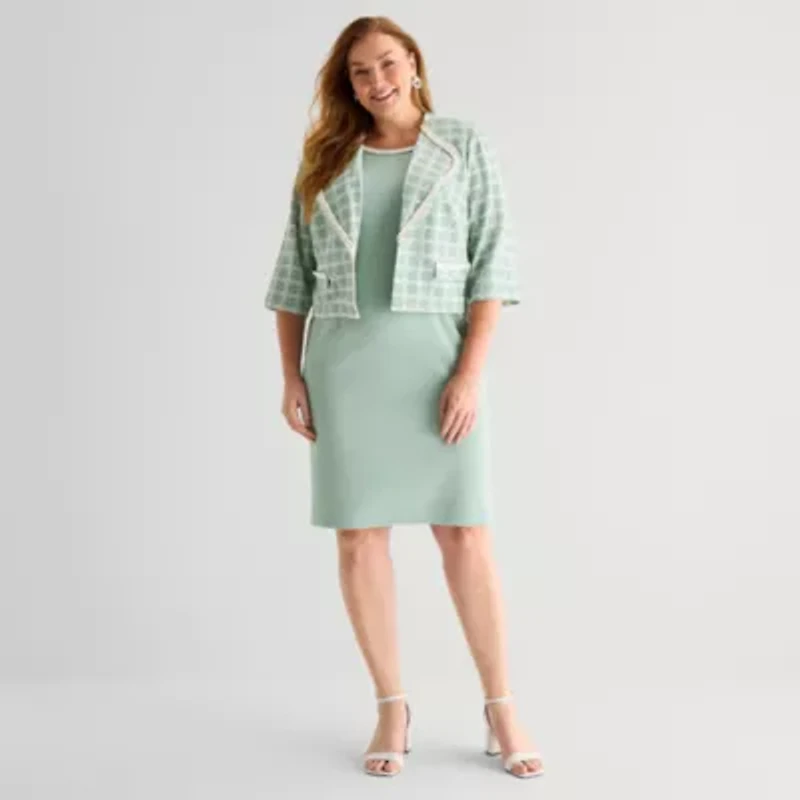 Maya Brooke Womens Plus Jacket Dress