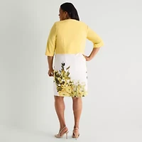 Maya Brooke Womens Plus Floral Jacket Dress