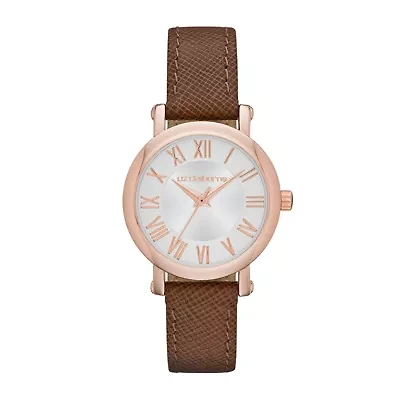 Liz Claiborne® Womens Brown Leather Strap Watch