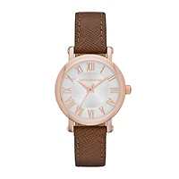 Liz Claiborne® Womens Brown Leather Strap Watch