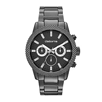 Claiborne® Mens Textured Bezel Gunmetal Watch