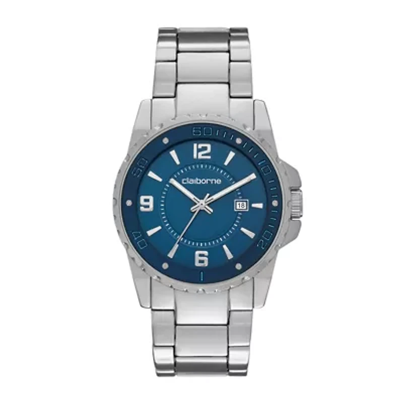 Claiborne® Mens Silver-Tone Watch