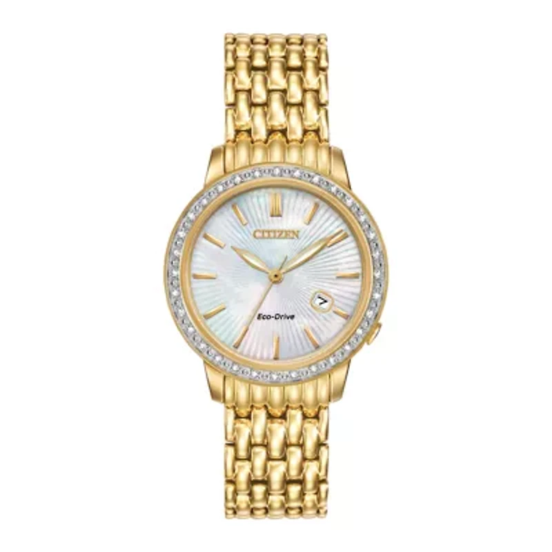 Citizen® Eco-Drive® Womens Diamond-Accent Bracelet Watch EW2282-52D