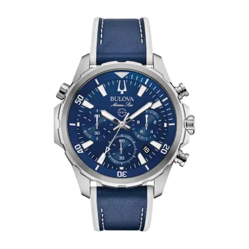 Bulova Marine Star Mens Blue Strap Watch 96b287