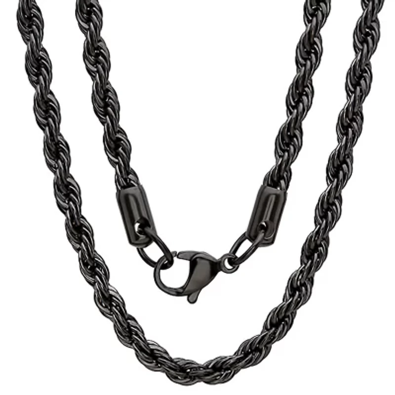 Steeltime Mens 18K Gold Over Stainless Steel Stainless Steel Hypoallergenic 24 Inch Rope Chain Necklace