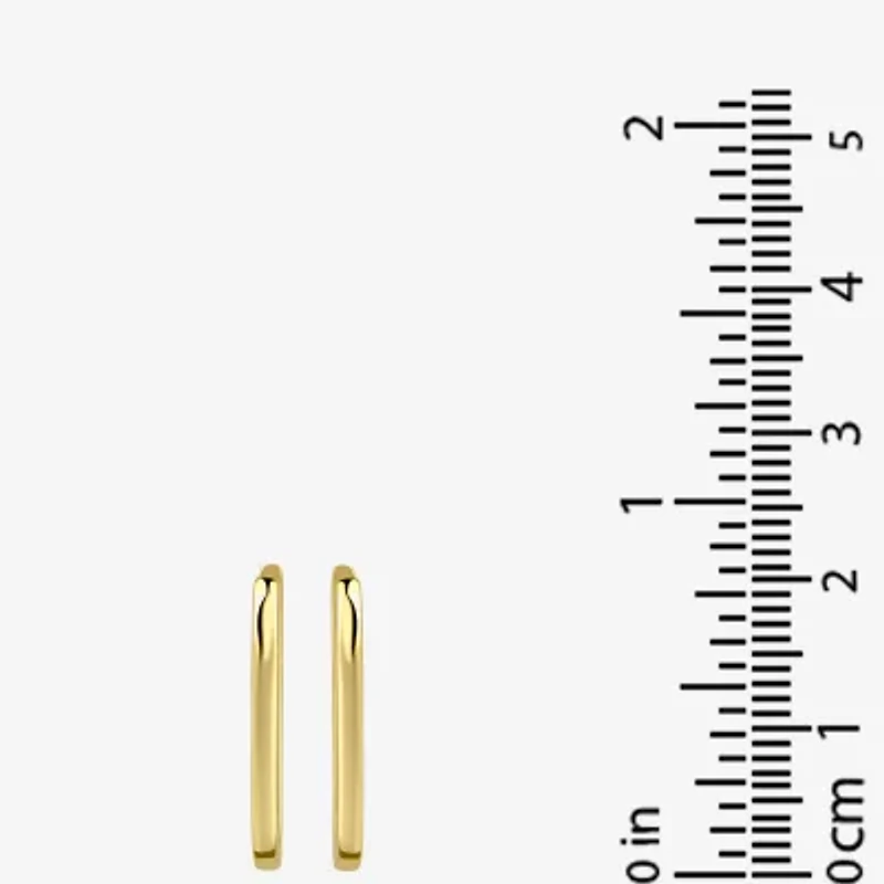 Silver Treasures Delicates Womens 14K Gold Over Brass 2mm Oblong Hoop Earrings
